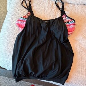 Black and Multicolor Women's tankini top. 46 B/C